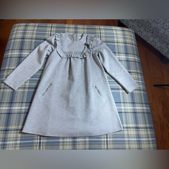 Tartine et Chocolat Other - Tartine et Chocolat Girls' Light Gray Ruffle Yoke Dress
